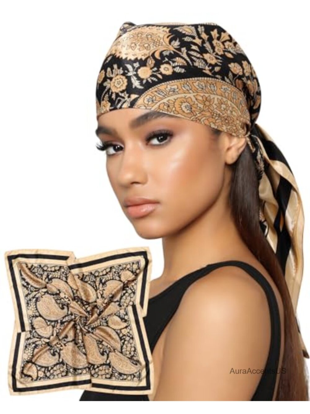 Satin Head Scarf for Women 35 Inch Like Silk Hair Scarf Bandana